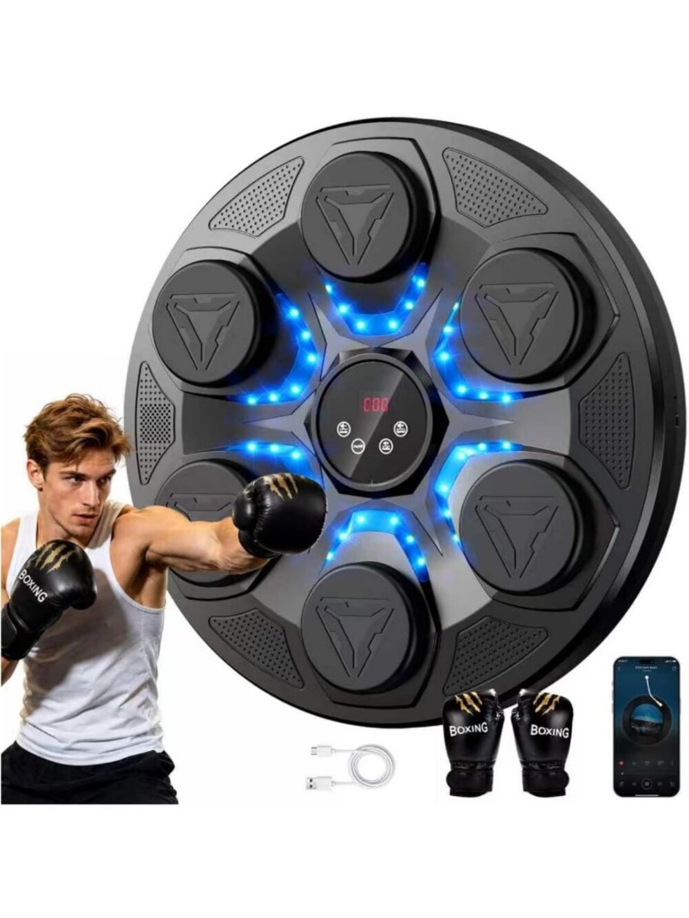 Interactive Music Boxing Machine with Gloves - Fun Fitness for All Ages